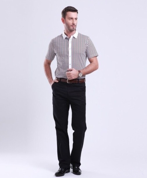 Cotton khaki business casual pants for men - Click Image to Close